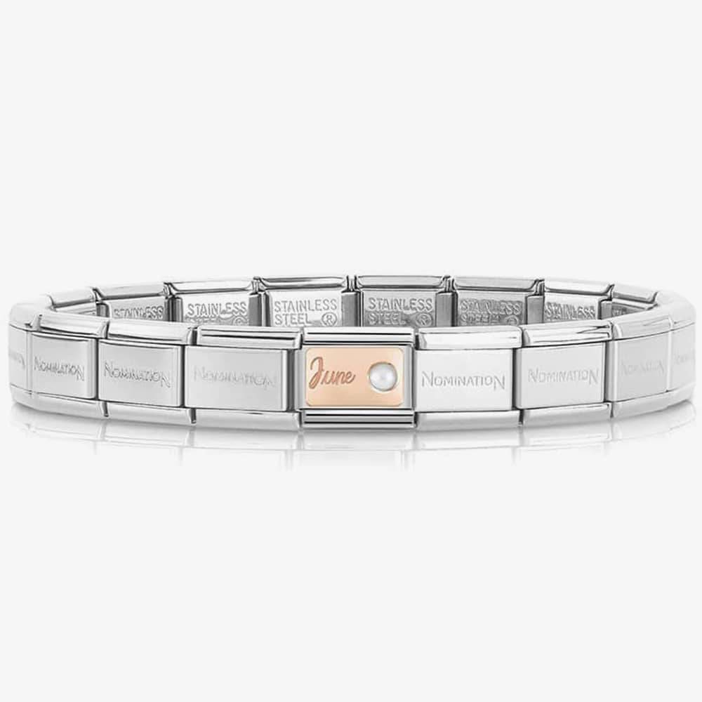 Nomination CLASSIC Rose Gold & Silver June White Pearl Bracelet 430508/06
