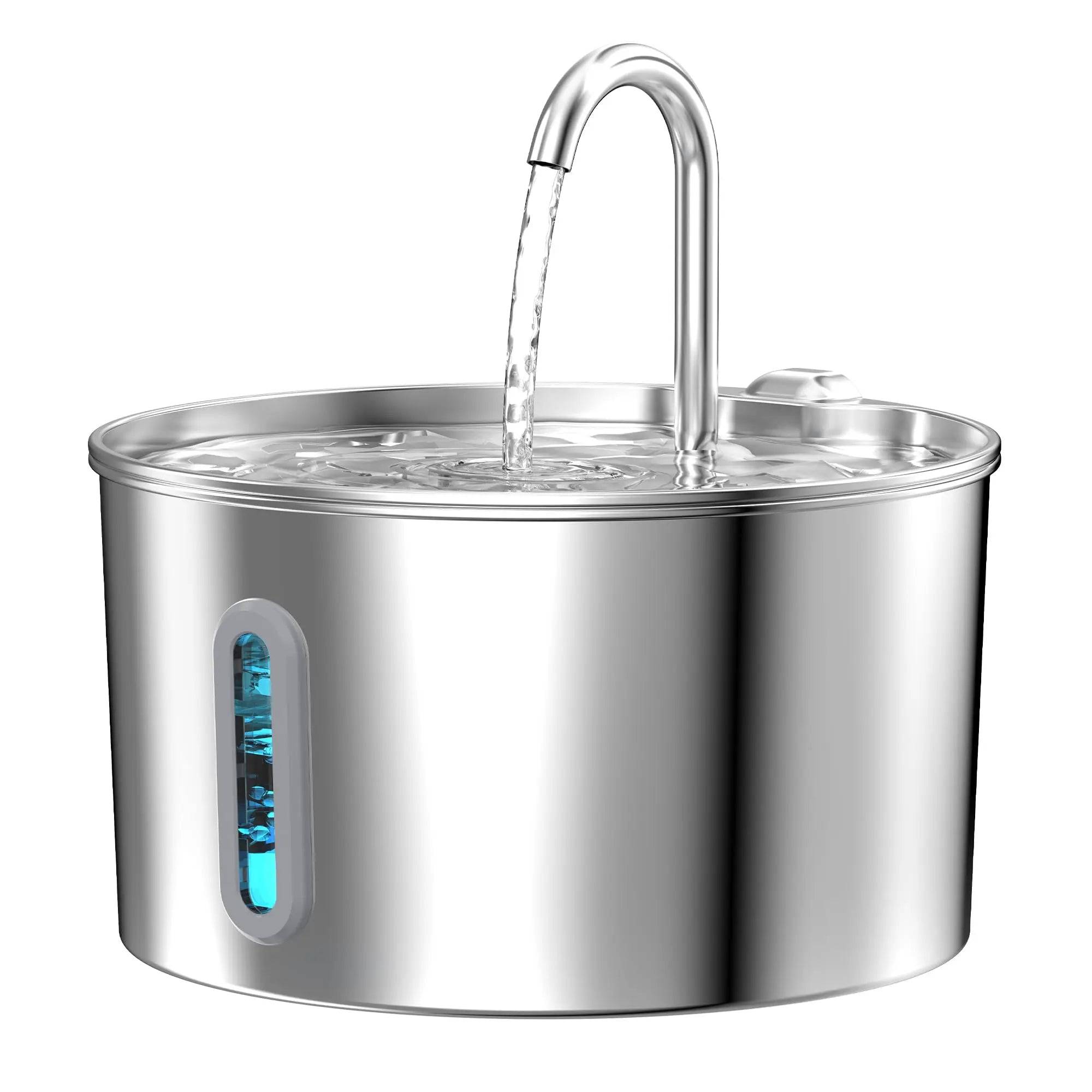 2.2L Stainless Steel Cat Water Fountain — Artesian Flow, Ultra-Quiet Pump & Filter - Water feeder Only B / L / 2L (L)