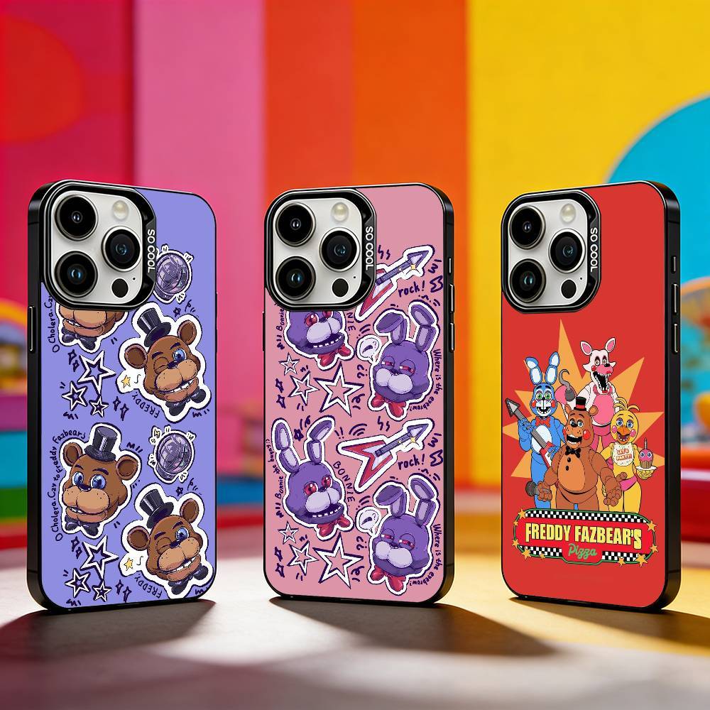 F-Five Nights At Freddy-s Fodral För iPhone 17,16,15,14,13,12,11 Plus,Pro Max,XS,Färgglatt silverfärgat mobilfodral red