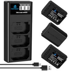 Homesuit NP-FZ100 Akku 2500mAh und LCD Ladegerät für Sony ZV-E1, FX3, FX30, A7RIII/V/IV, A7SIII/A7III/IV, A7C, Sony A6600/A6700, Sony Alpha A1/9/A9II/A9III/9R/A9R/9S Kameras (3er-Pack)