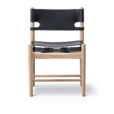 Fredericia Furniture - The Spanish Dining Chair Såpad ek / Svart läder - Matstolar - Børge Mogensen - Svart - Läder/Trä