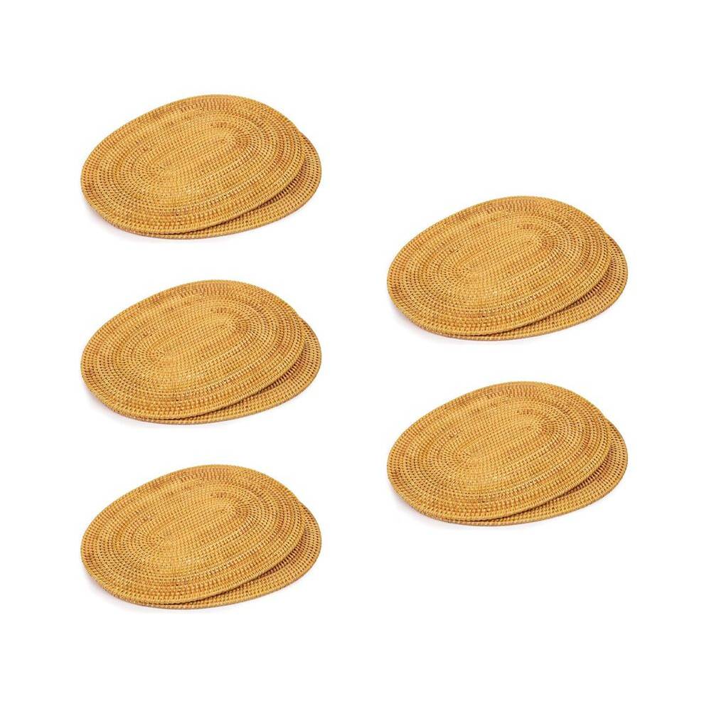 10 Pcs Oval Rattan Placemat,Natural Rattan Hand-Woven,Tea Ceremony Accessories,Suitable for Dining Room, Kitchen,Etc