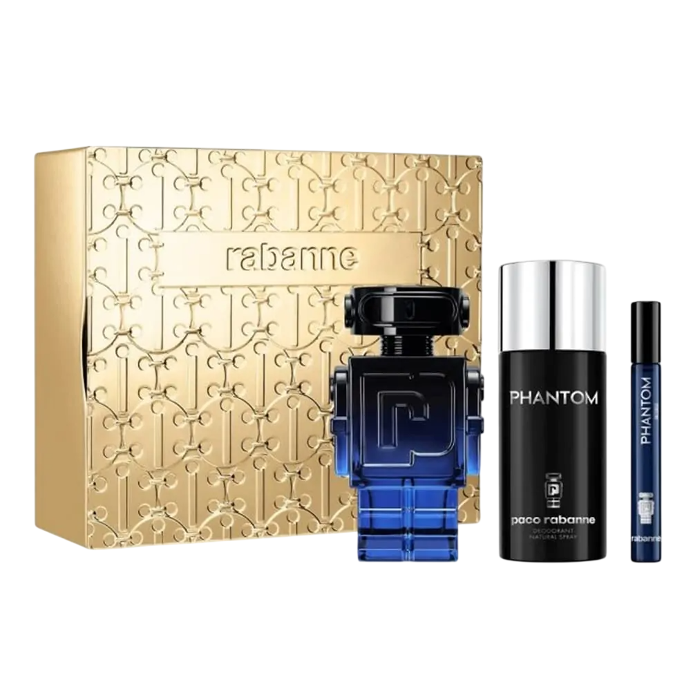 Set Paco Rabanne: Phantom Intense, Eau De Parfum, per uomo, ricaricabile, 100 ml + Phantom Intense, Eau De Parfum, per uomo, 10 ml + Phantom Intense,