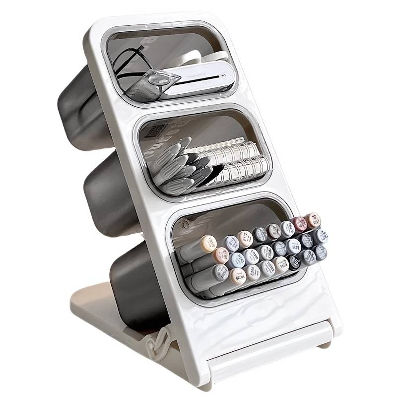 Large Capacity Desk Organizer Pen Holder Oblique Pencil Storage Box Desktop Stand Case for School Office Stationery Makeup