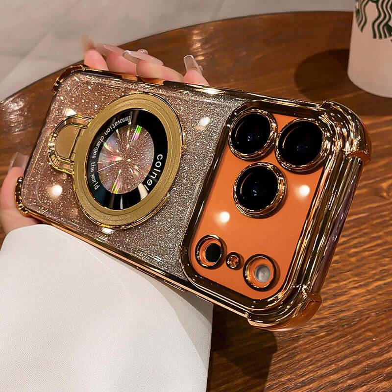 Four-Corner Airbag Drop-Proof Glitter Powder Phone Case - Gold / IPhone17ProMax