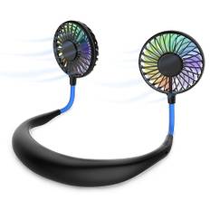 Tragbarer Ventilator, Mini USB Ventilator Hände, Wiederaufladbarer Tragbarer Nackenbügel Ventilator, Schreibtisch Ventilator, Ventilator Mit Bügel für Den Nacken, 3 Geschwindigkeiten, LED-Licht