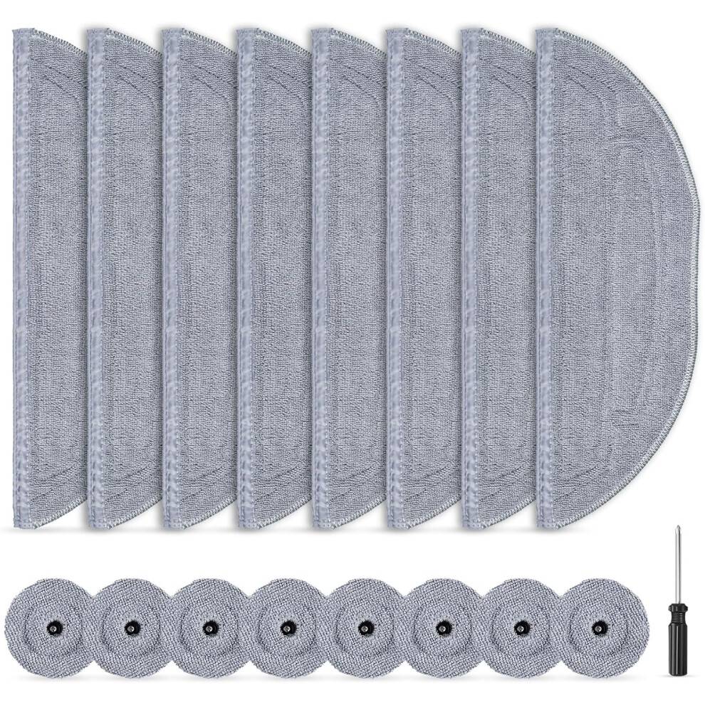Pakke med 16 klude, der er kompatible med Roborock S8 Maxv Ultra robotstøvsuger, mikrofiber VibraRise 3.0 moppetilbehør, 8-moppe og 8-kantsm