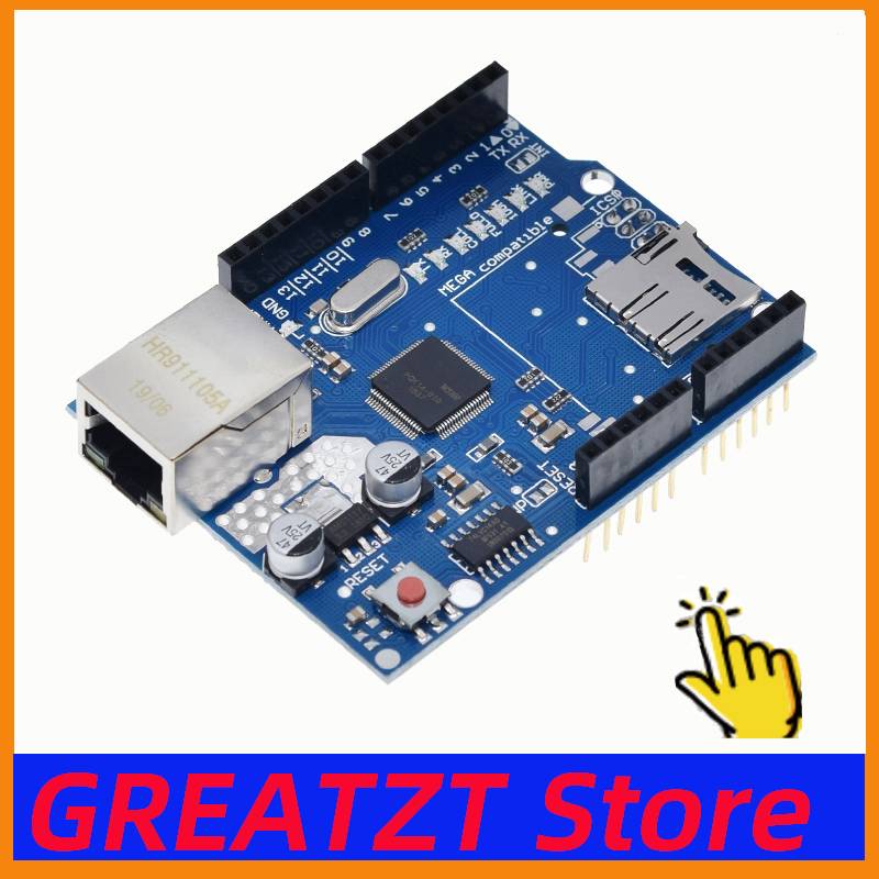 GREATZT 1/2PCS UNO Shield Ethernet Shield W5100 R3 UNO Mega 2560 1280 328 UNR R3 only W5100 Development board For Arduino