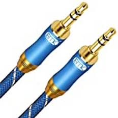 Aux kabel, EMK 3,5 mm ljudkabel nylon flätad Aux bly för bil, hörlurar, iPhone, iPad, iPod, Samsung, MP3-spelare, smartphone, eko-prick, surfplatta, hemmaljud, laptop och mer 5Ft/1.5Meters BLÅ