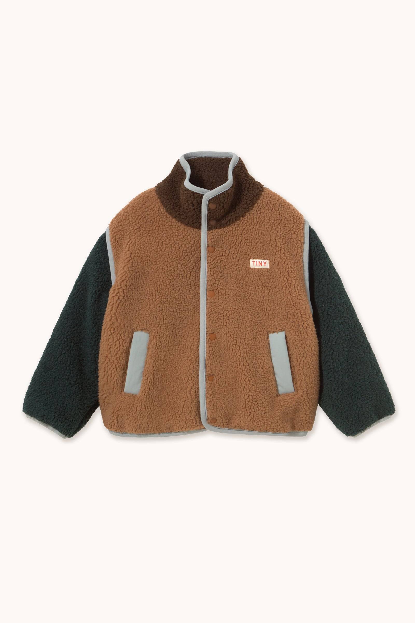 Tinycottons | Color Block Sherpa Jacket | Light Brown - 4y