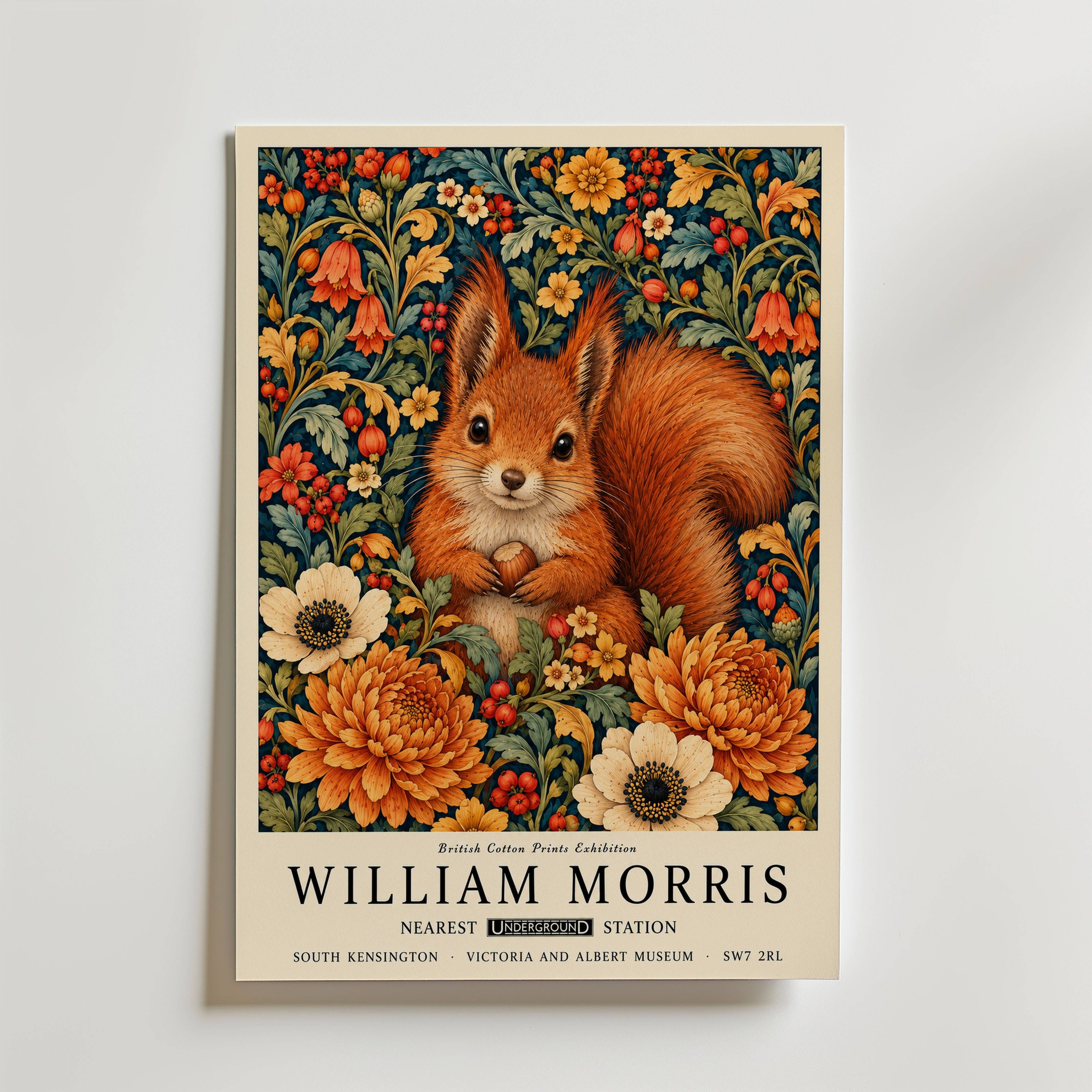 William Morris Hazel Squirrel Poster - Fine Art Poster 30x40 cm Utan passepartout