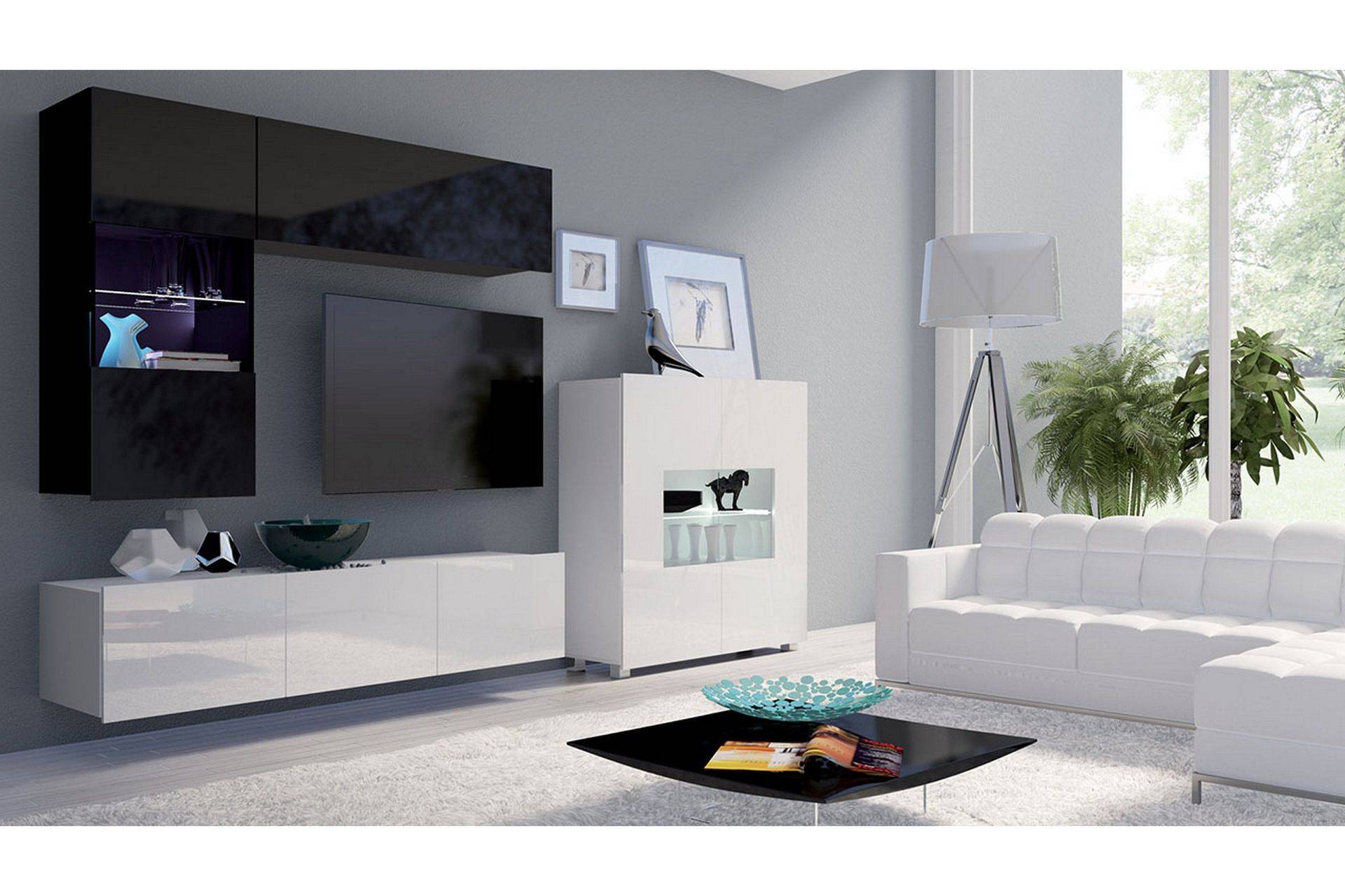 Concept 55 Tessan TV-möbelset - Svart/Vit Vit,Svart