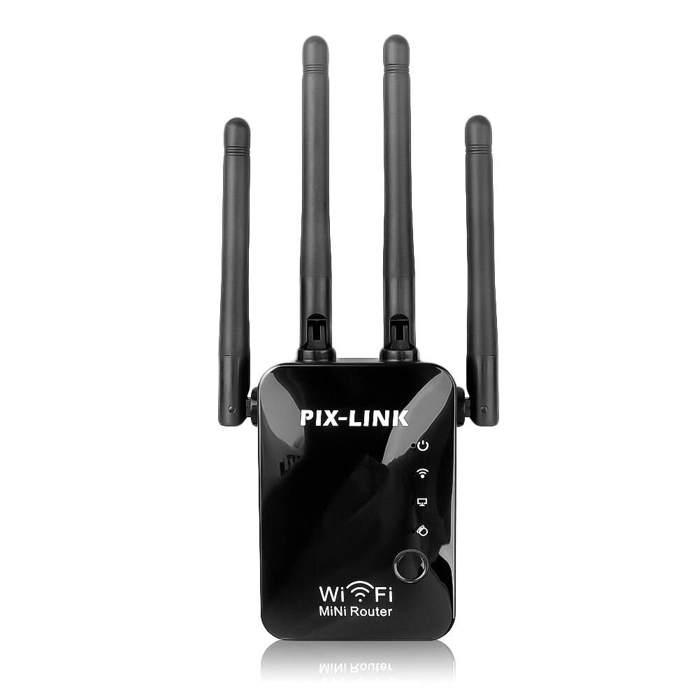 Kebidu 300 mbps trådlös wifi-förlängare repeater/router dual band 2.4 ghz 4 wi fi antenn signalförstärkare med lång räckvidd - Us plugg / 4 st antenner svarta