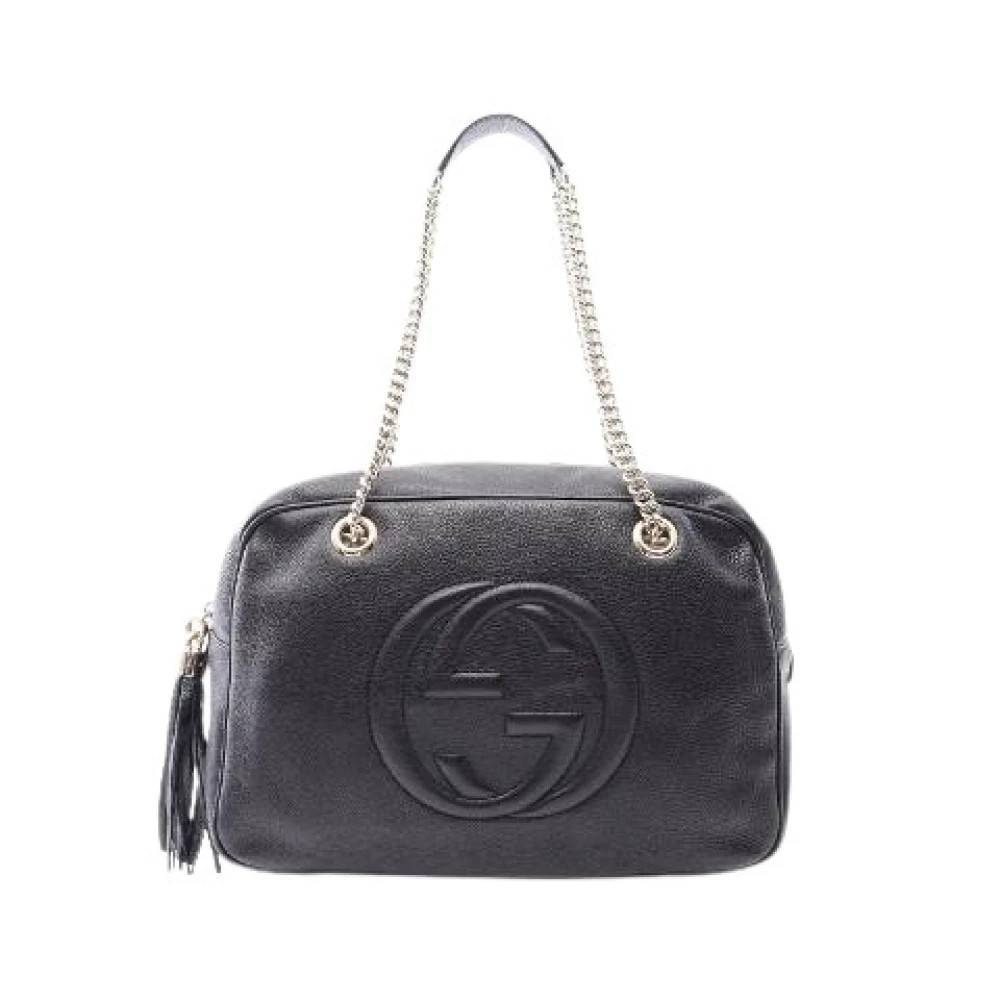 Gucci Vintage Pre-owned Soho Interlocking G Læder Skuldertaske - Vintage - Dame - Sort - ONE SIZE - Uld