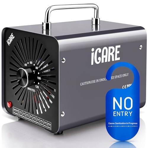 ICARE Ozongenerator 30 000 mg/h generator med negativa joner, kommersiell industriell luktborttagning, eliminator med 120 min timer ozonmaskin för 300 ㎡ rum, luftrenare för hem, husdjur, bil, rökare