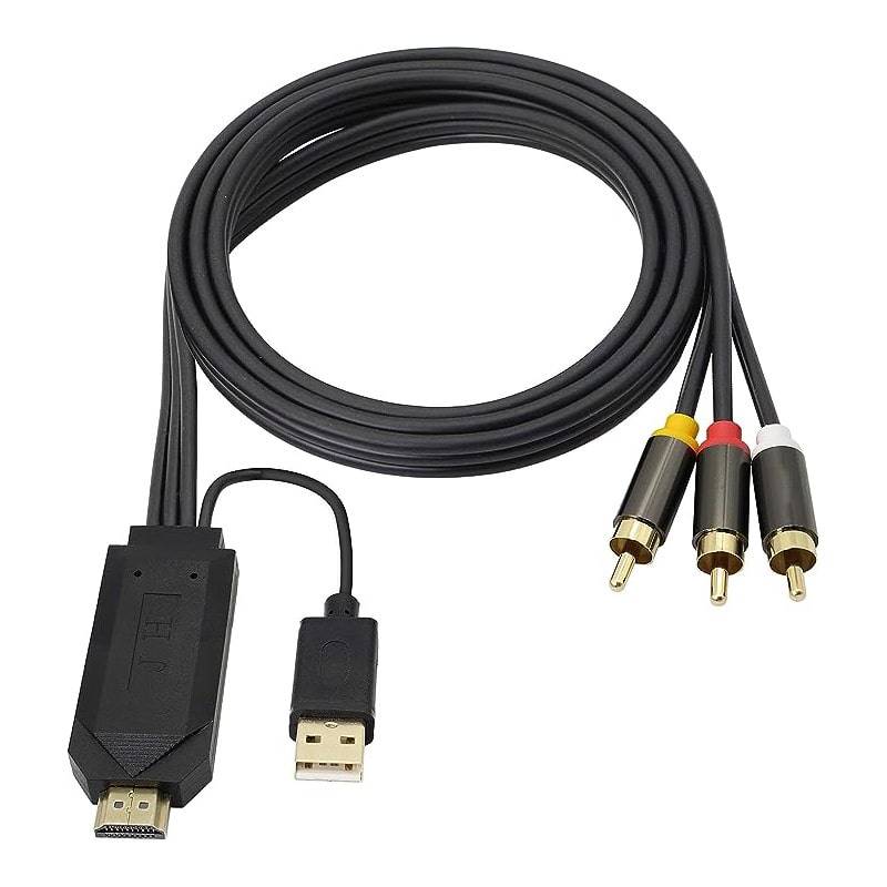 High Quality HDMI til AV kabel / HDMI til RCA med indbygget chip. 1 m..