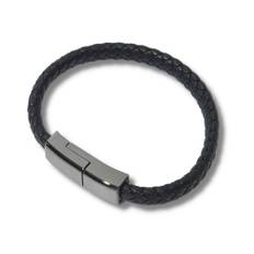 Laddkabel Armband USB 2.0 till Iphone Läder Svart: Svart