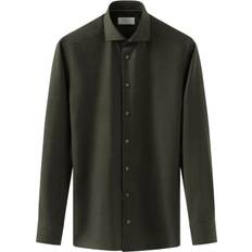 ETON Slim Fit Dark Green Solid Merino Wool Shirt Mand Grøn Langærmede Skjorter Str 39 Merino - hos Magasin