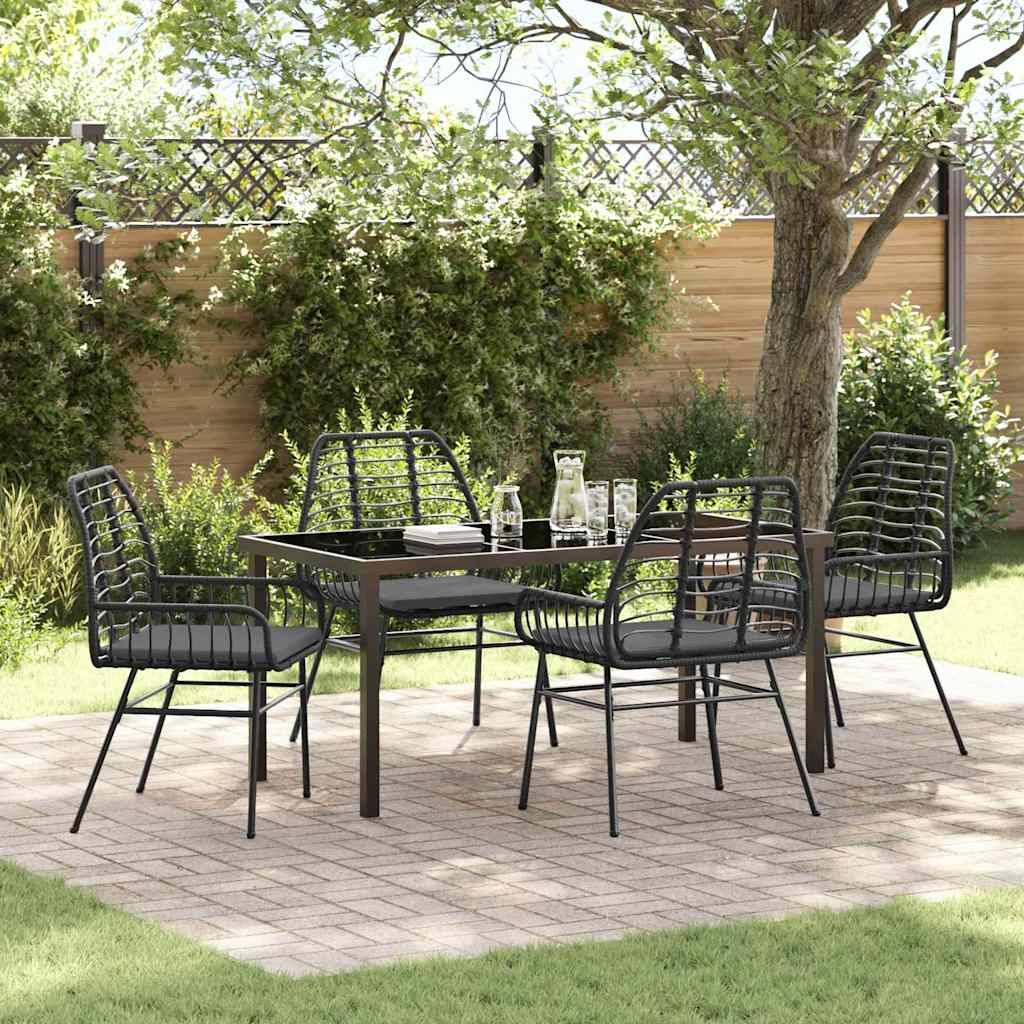vidaXL Trädgårdsmöbelset 5 pcs Svart konstrotting