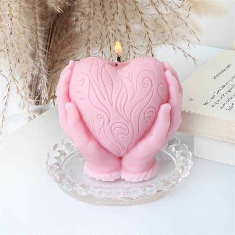 DIY Handheld Heart Shaped Candle Silicone Mould Soap Mould 3D Love Aromatherapy Plaster Making Tool Home Decoration Gift