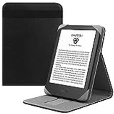 HoYiXi Universellt fodral för 6 tum helt nya Kindle 2022 & 2019/Kobo Clara HD/Kobo Clara 2E/Kobo Nia/PocketBook Basic 4/Touch Lux 5 läderstativ fodral för 6 tum fickbok/Tolino/Sony e-bokläsare, svart