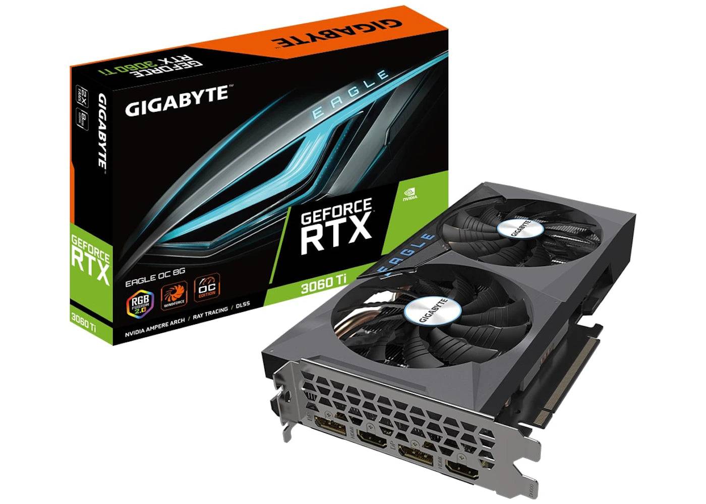 NVIDIA GIGABYTE GeForce RTX 3060 Ti EAGLE 8G OC LHR (rev. 2.0) Graphics Card (GV-N306TEAGLE OC-8GD Rev2.0) - One Size (One Size)