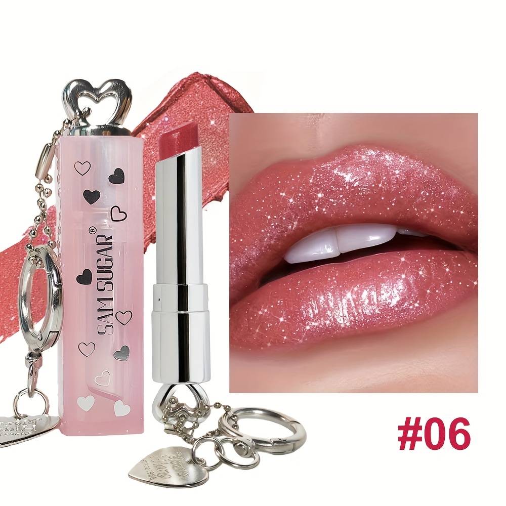 TEMU Heart-shaped Mirror Velvet Lipstick, Moisturizing Shimmering Makeup, Safe For In Light Beige, Plumping And For Smooth Lips