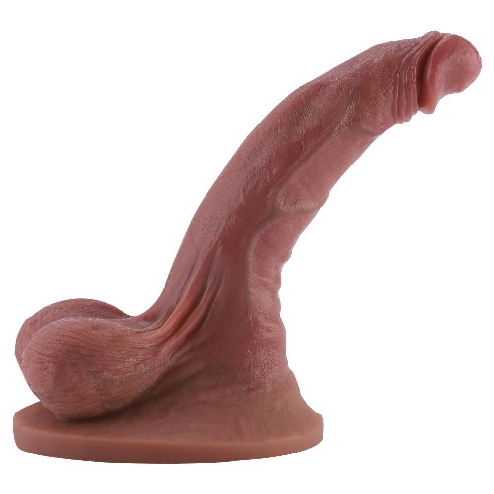 HiSmith HSA135 Realistic Silicone Dildo 3D Ball with Big Strong Suction Cup KlicLok 22.5cm Brown
