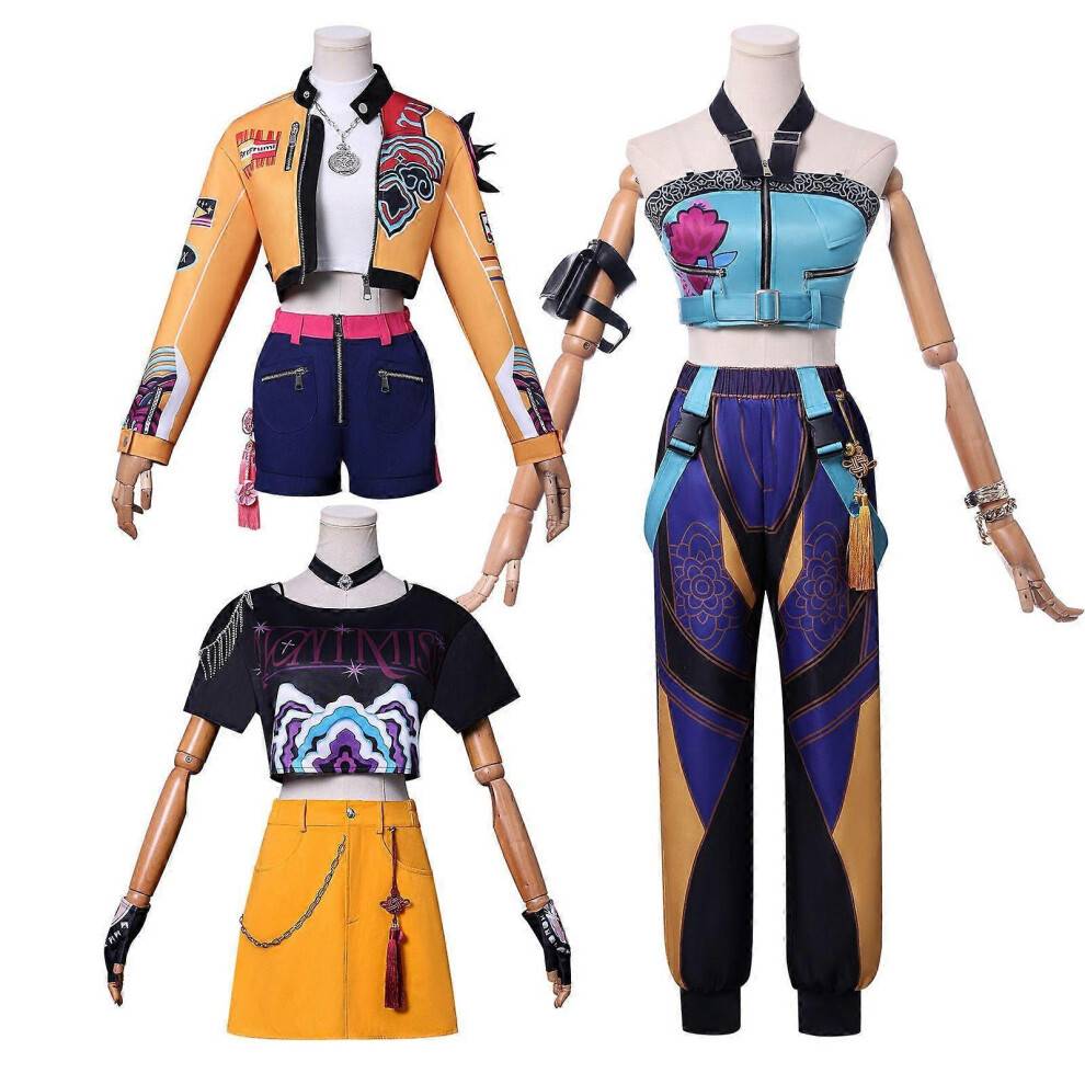 (140 Kids, Zoey Without Wig) New KPop Demon Hunters Cosplay Costume Set Rumi Mira Zoey Halloween Party Fancy Dress for Womens _c A