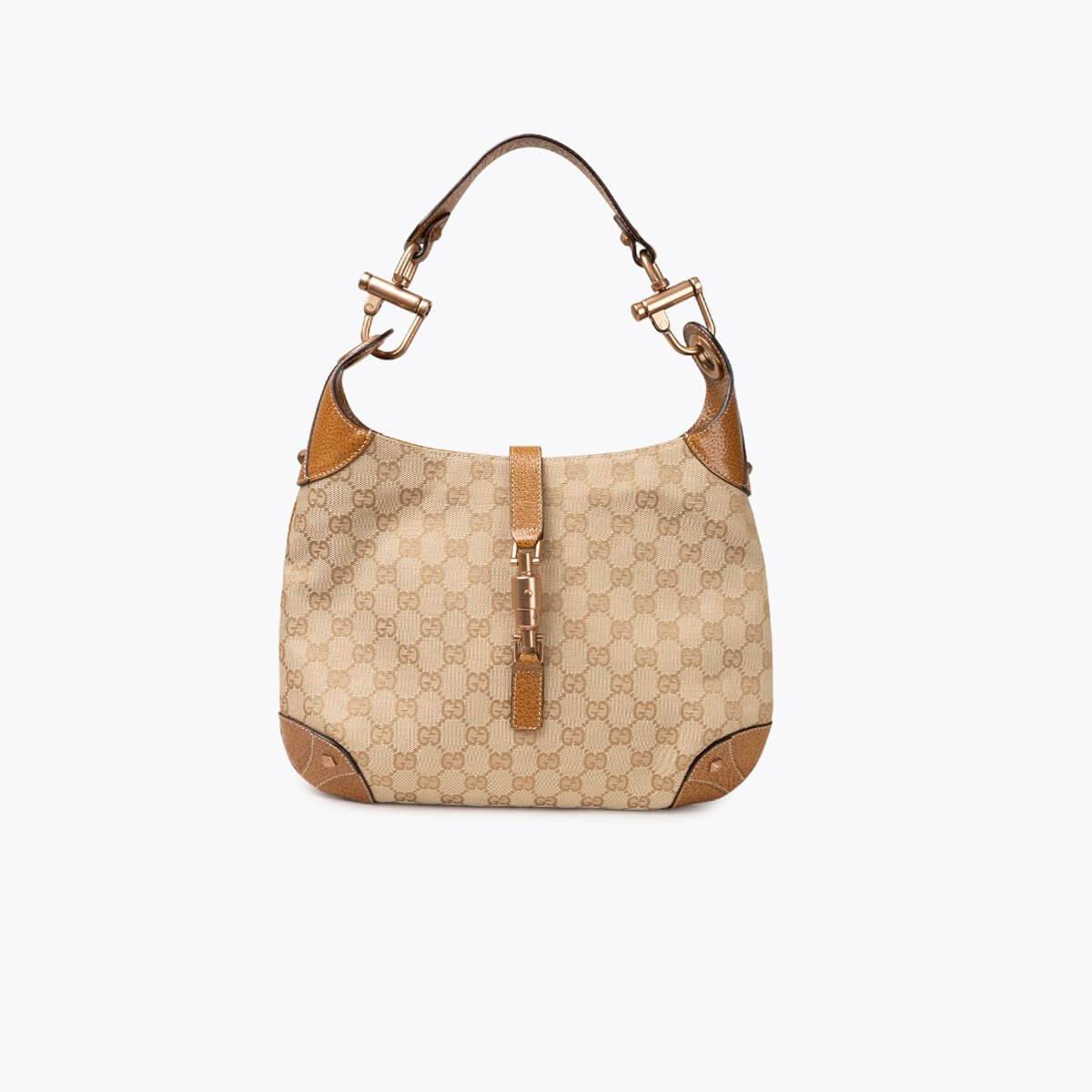 GUCCI GG Canvas Jackie Hobo Bag - Brown - One Size