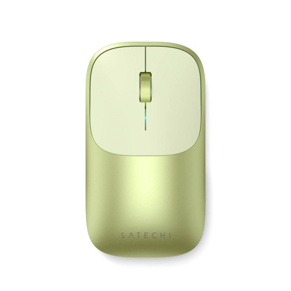 Satechi Slim EX Wireless Mouse - trådlös mus till Mac - Gul - , Bluetooth 3-i-1, 2.4GHz USB-C, tysta klick, uppladdningsbar aluminiummus för Mac, iPad, laptop