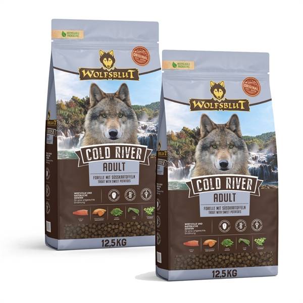 2 x 12.5 kg Wolfsblut Cold River Adult storkøb rabat