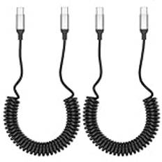 Acecene spiralkabel USB C till USB C, 2 stycken Android Auto 3A snabbladdningskabel USB C-kabel kort, mobiltelefon laddningskabel USB C datakabel för MacBook iPad iPhone 15 Pro Samsung Galaxy Xiaomi