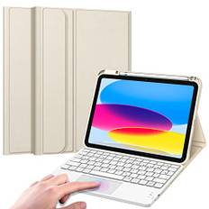 FINTIE Tastatur Hülle für iPad 11. Generation 2025 11", iPad 10. Generation 2022 10.9" Schutzhülle mit magnetisch Abnehmbarer Deutscher Tastatur und Touchpad Keyboard mit QWERTZ Layout, Champagner