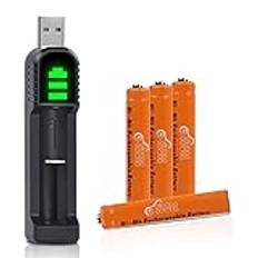 AAAA batterier, pickle power 4 stycken 500 mAh NI-MH AAAA Auku uppladdningsbar för surface pen/pekskärm pen/Google pixebook pen/möss och USB-laddare för AA AAA AAAA batteri