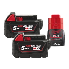 Sampak: 2×batteri M18 B5 + 1×batteri M12 B2