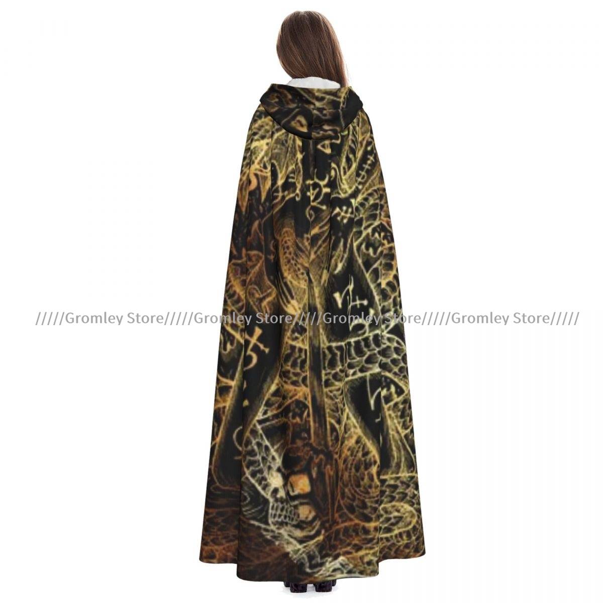 Witch Long Hooded Robe Snake Mystic Wiccan Halloween Cloak Cosplay Costumes for Adult