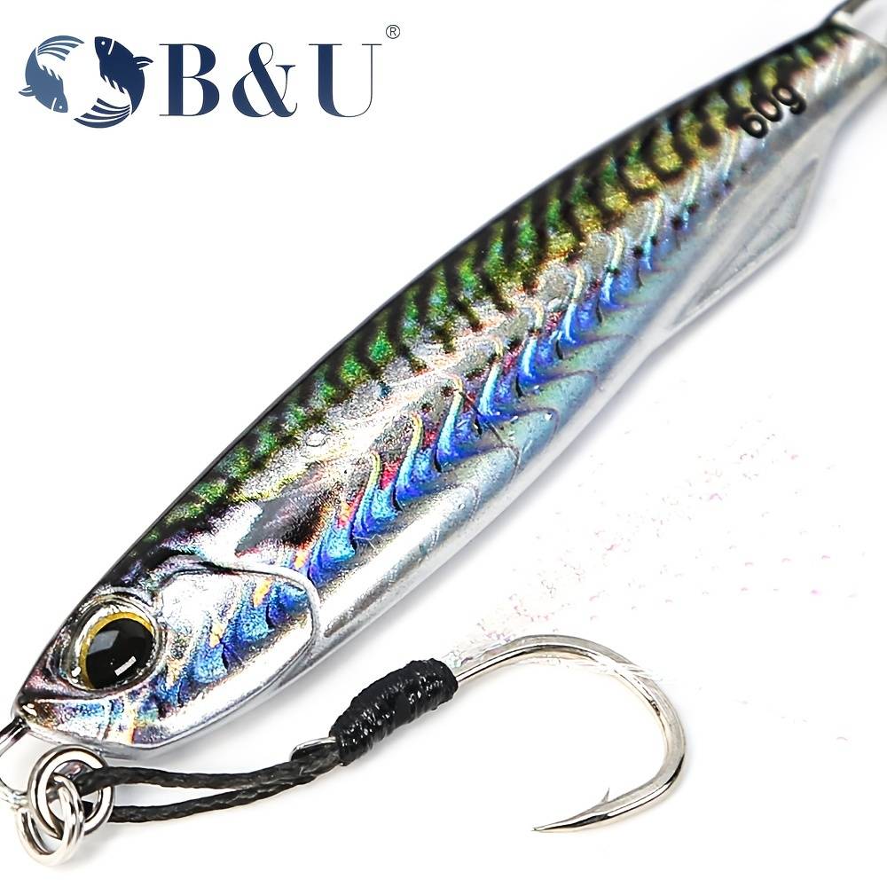 TEMU B&u Metal Cast Jig - 3d Printed Spoon Casting Jigging For Saltwater Fishing - 30g/40g/60g Artificial Tackle With Durability And Realistic Design