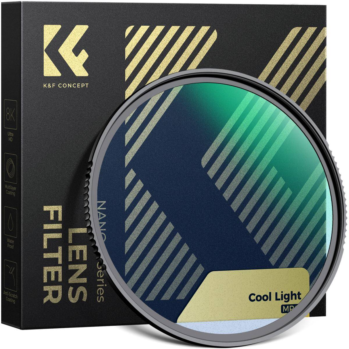 KENTFAITH 77mm Cool Tone Soft Focus 1/4 Filter, Cinematic Blue Mist Glow Lens Filter for Portrait & Night Video, Highlights Cool Blue Tones, Reduce Contrast - Nano-Xcel Series