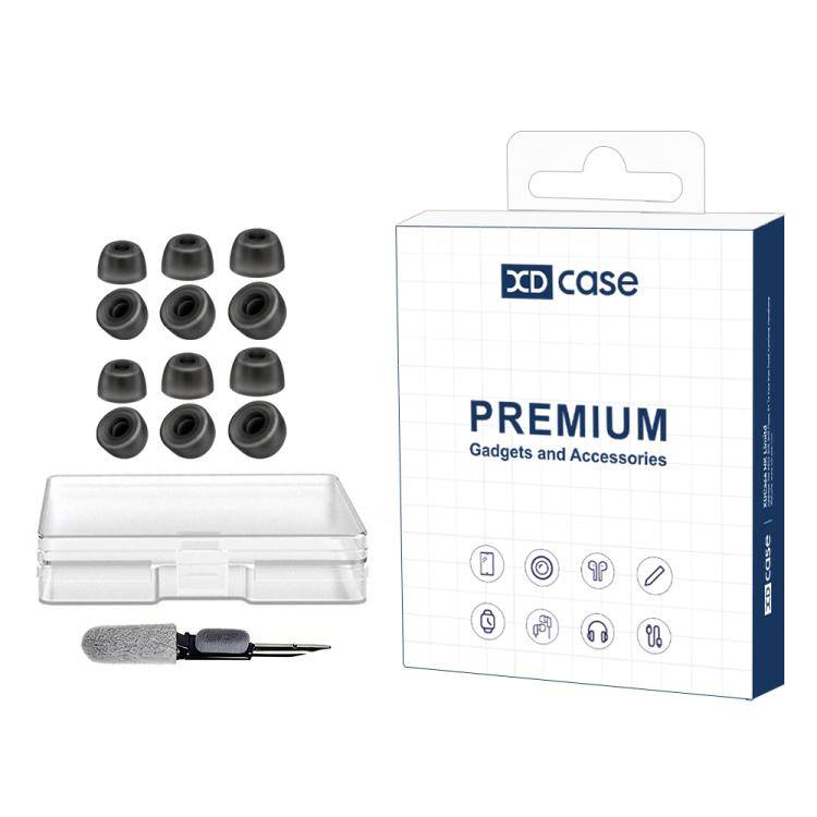 XDcase 6 Par S/M/L Silikon Öronproppar Kit för Jabra Elite 65t /75t / Active 65t, med Förvaringsfodral & Rengöringspenna i Slumpmässig Färg svart