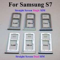 1 st sim-kortfackhållare för samsung galaxy s7 rak skärm dubbla sim-enkelsimkortsuttag svart silvervit - Grå-singel -042