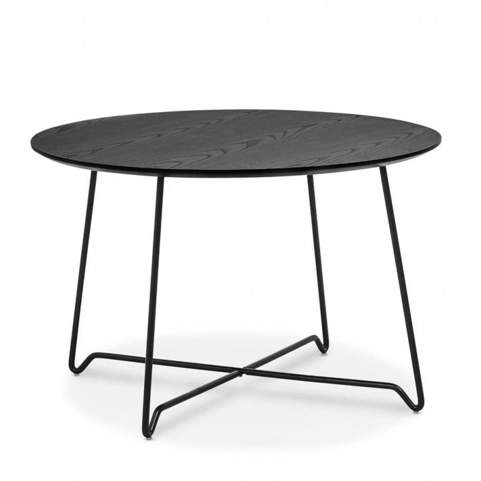 Soffbord Nina, Storlek Ø 70cm, Färg Svart eklaminatskiva / Svartlack underrede