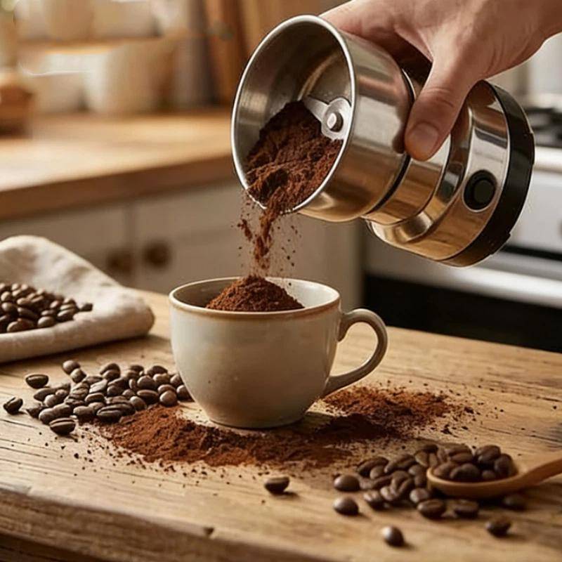 Elektrisk kaffekvarn med blad i rostfritt stål Högeffektskvarn för kryddor, nötter, spannmål för hemmaköket white