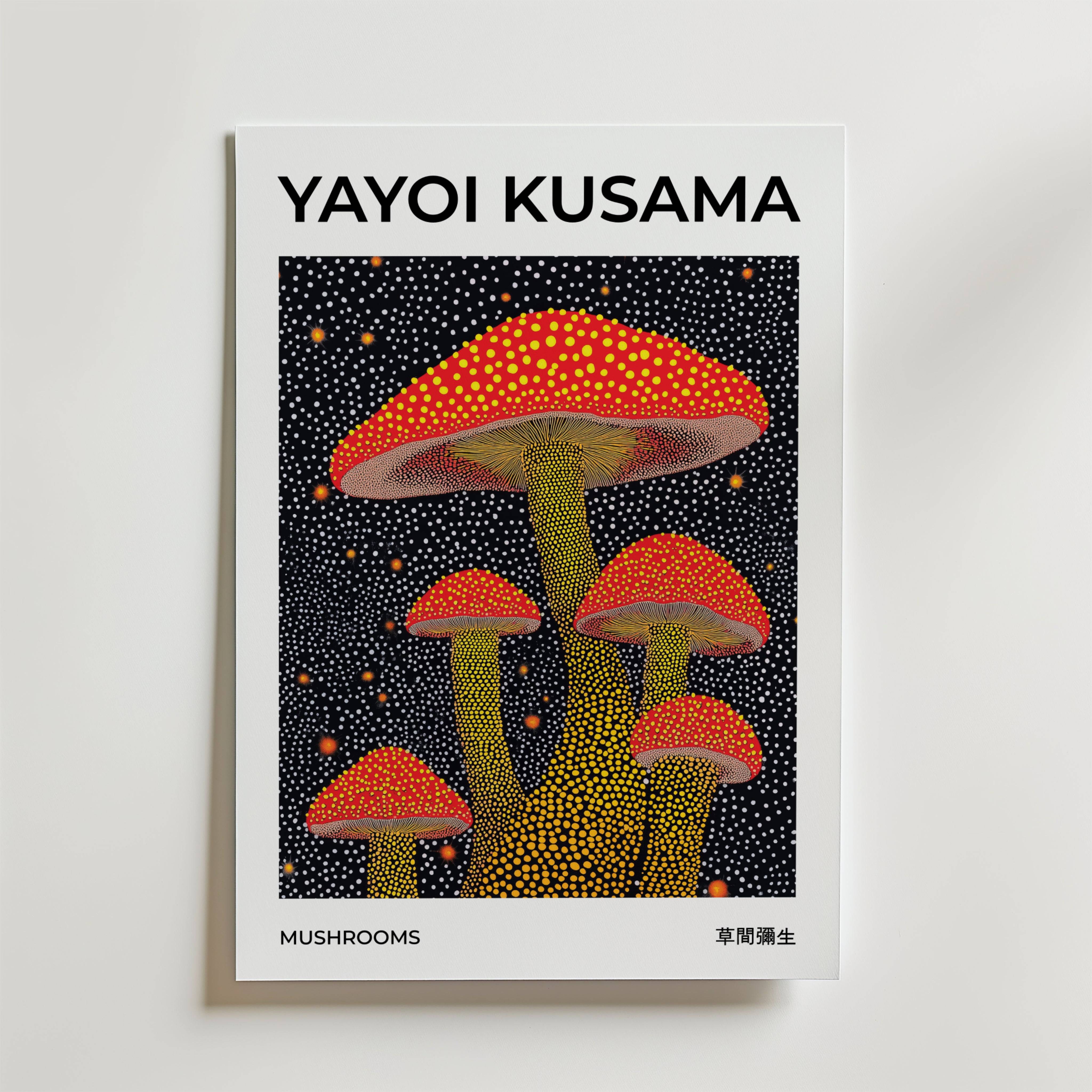 Yayoi Kusama Mushrooms Poster - Premium Canvas 50x70 cm