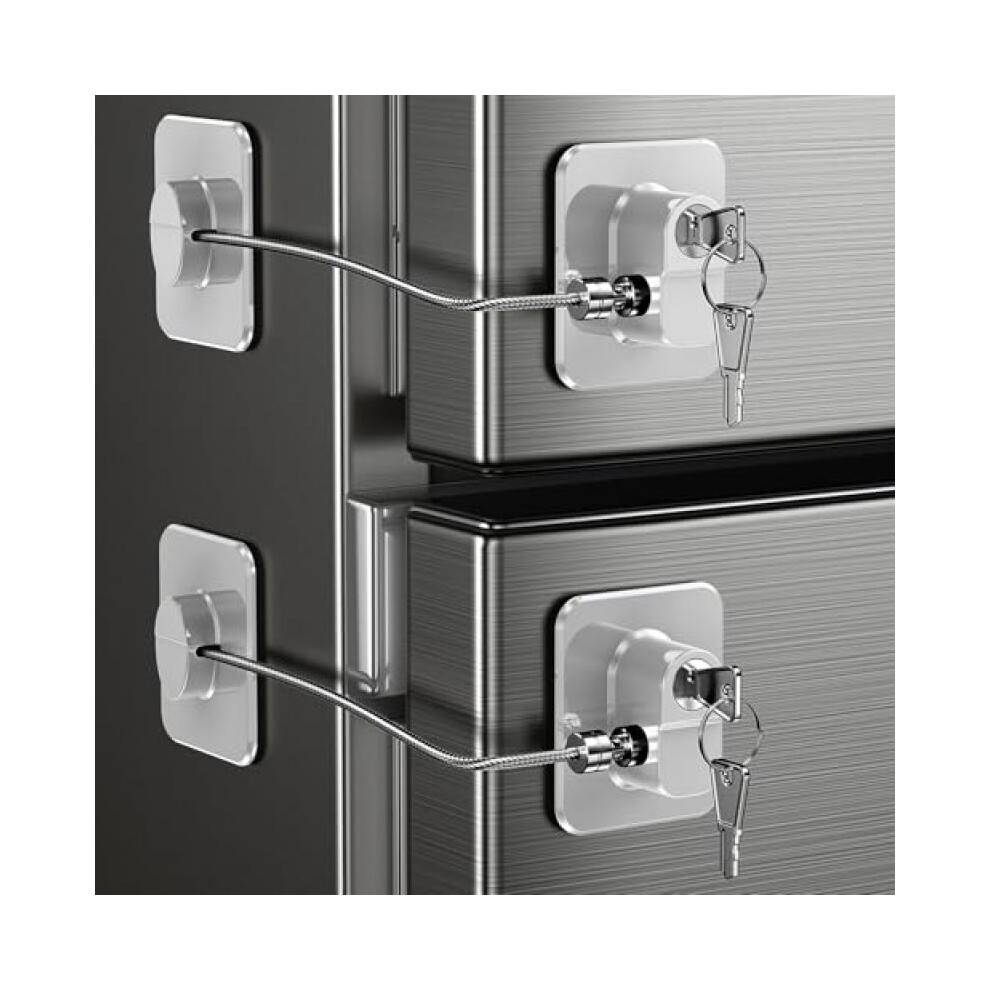(2 Stück Weiß) Fridge Lock 2 Pack 4 Digit Combination Child Safety Lock Adhesive No Drilling for Freezer Windows Cabinets Drawers Black