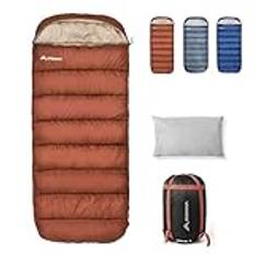 BISINNA XXL sovsäck för stora vuxna, 3–4 säsonger sovsäck vinter utomhus varm filt sovsäck, plus size bred camping sovsäck (orange, 1,5 kg)