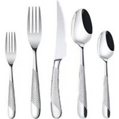 Elegance Forks Knives and Spoons for Home Kitchen Restaurant Dishwasher Safe golden Diamond Stainless Steel Flatware Set