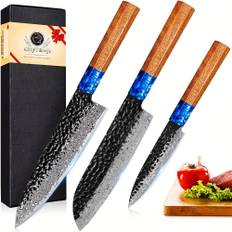 TEMU Japanese Vg-10 Damascus Chef Knife Set, Practical Kitchen Knife With Professional Razor-sharp Blade, Handle