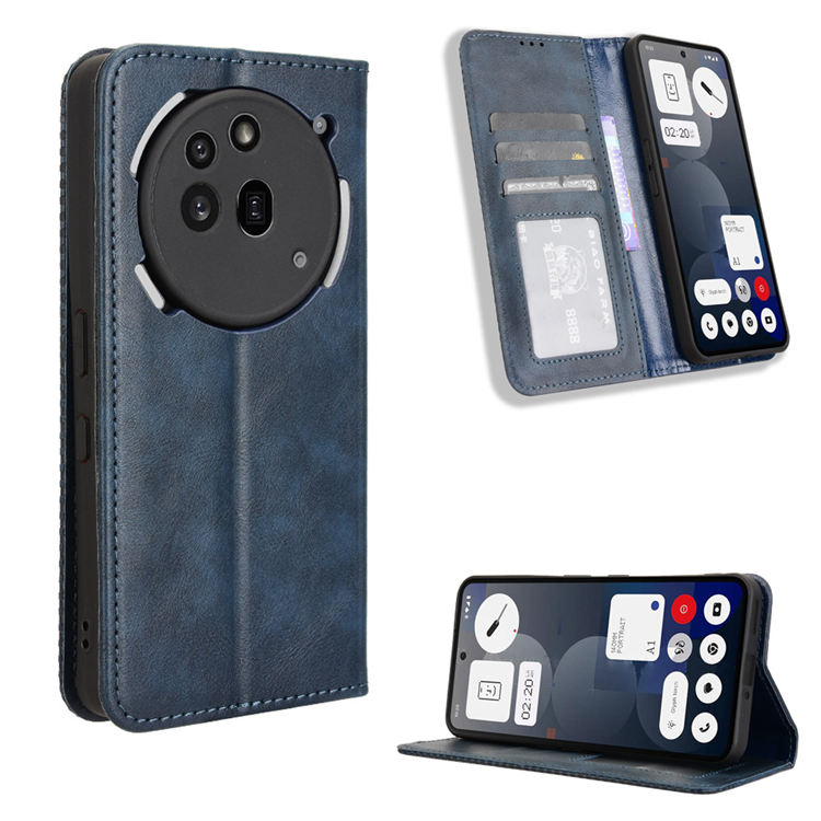 Nothing Phone (3a) Pro Plånboksfodral RetroKickstand-Blå