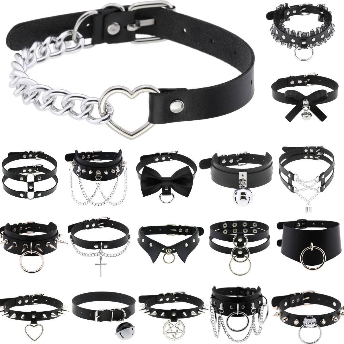 DIEZI Personlig Herr Svart PU Läder Choker Halsband Gotisk krage Halsband Vridmoment För Kvinnor Boho Vintage Party Smycken black